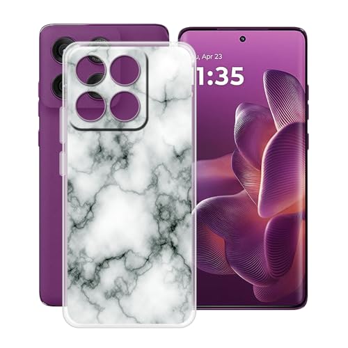 YQINHHME Hülle für Motorola Edge 60 (6.67 Zoll) Stoßfest Anti-Kratzer Transparent Handyhülle Case, Ultradünne Flexible Silikon TPU Bumper Schutzhülle Cover für Motorola Edge 60 - Marmor von YQINHHME