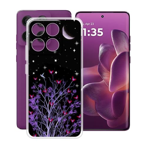 YQINHHME Hülle für Motorola Edge 60 (6.67 Zoll) Stoßfest Anti-Kratzer Transparent Handyhülle Case, Ultradünne Flexible Silikon TPU Bumper Schutzhülle Cover für Motorola Edge 60 - Ruhige Nacht von YQINHHME