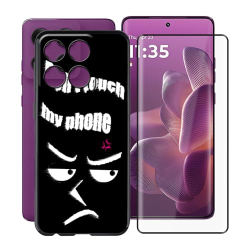YQINHHME Hülle für Motorola Edge 60 Pro (6.70 Zoll) Mit 1 X Gehärtetem Glas Schutzfolie, Ultradünne Schwarz Kratzfest Weich TPU Bumper Schutzhülle Cover für Motorola Edge 60 Pro - Nicht anfassen von YQINHHME