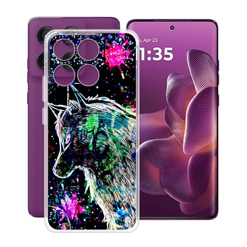 YQINHHME Hülle für Motorola Edge 60 Pro (6.70 Zoll) Stoßfest Anti-Kratzer Transparent Handyhülle Case, Ultradünne Flexible TPU Bumper Schutzhülle Cover für Motorola Edge 60 Pro - Graffiti-Biest von YQINHHME