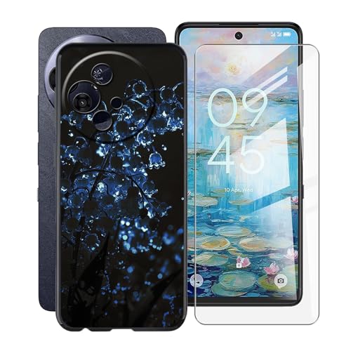 YQINHHME Hülle für TCL 50 Pro NxtPaper 5G (6.8 Zoll) Mit 1 X Gehärtetem Glas Schutzfolie, Ultradünne Schwarz Kratzfest Weich TPU Bumper Schutzhülle Cover für TCL 50 Pro NxtPaper 5G - Glockenorchidee von YQINHHME