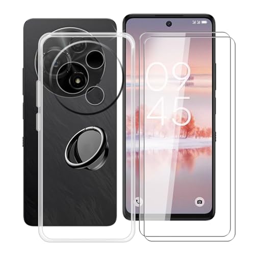 YQINHHME Hülle für TCL 60 NXTpaper (6.80 Zoll) mit 2 Stück + Gehärtetem Glasfolie + 360° Rotating Magnet Ring Ständer, Weiches Silikon TPU Anti-Kratzen Handyhülle Tasche für TCL 60 NXTpaper von YQINHHME