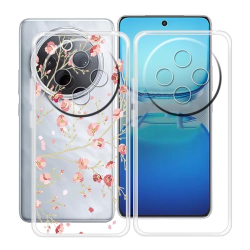YQINHHME Hülle für Vivo iQOO Z10 (6.77 Zoll), 2 Stück Stoßfest Anti-Kratzer Handyhülle Case Ultradünne Weiches TPU Bumper Schutzhülle Cover für Vivo iQOO Z10 - Clear + Kamelie von YQINHHME