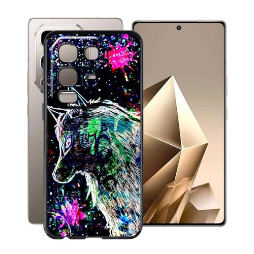 YQINHHME Schwarz Stoßfest Hülle für Infinix Note 50 Pro 4G (6.78 Zoll), Ultradünne Anti-Kratzen Handyhülle Cover Weiches Silikon Schutzhülle Tasche für Infinix Note 50 Pro 4G - Punkwolf von YQINHHME