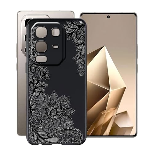 YQINHHME Schwarz Stoßfest Hülle für Infinix Note 50 Pro 4G (6.78 Zoll), Ultradünne Anti-Kratzen Handyhülle Cover Weiches Silikon Schutzhülle Tasche für Infinix Note 50 Pro 4G - Schwarze Rose von YQINHHME