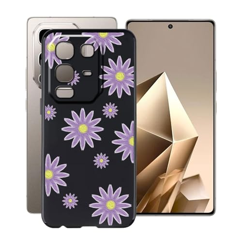 YQINHHME Schwarz Stoßfest Hülle für Infinix Note 50 Pro 4G (6.78 Zoll), Ultradünne Anti-Kratzen Handyhülle Cover Weiches Silikon Schutzhülle Tasche für Infinix Note 50 Pro 4G - lila Blume von YQINHHME