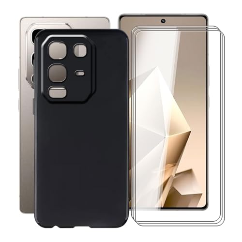 YQINHHME Schwarz Stoßfest Schutzhülle Hülle Cover für Infinix Note 50 Pro 4G (6.78 Zoll) + 3 Stück Gehärtetem Glas, Ultradünne Silikon Sanft TPU Bumper Handyhülle Case - Schwarz von YQINHHME