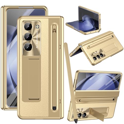 YQODSZ Fold6 Schutzhülle für Samsung Galaxy Z Fold 6, mit S-Stifthalter und schlankem Stylus, Fold6, PU-Leder, mit Ständer, eingebauter Displayschutz, Kameraschutz, Schutzhülle für Z Fold 6, Gold YQODSZ Fold6 Schutzhülle für Samsung Galaxy Z Fold 6, mit S-Stifthalter und schlankem Stylus, Fold6, PU-Leder, mit Ständer, eingebauter Displayschutz, Kameraschutz, Schutzhülle für Z Fold 6, Gold von YQODSZ