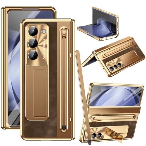 YQODSZ Fold6 Schutzhülle für Samsung Galaxy Z Fold 6, mit S-Stifthalter und schlankem Stylus, Fold6 PU-Leder-Handyhülle mit Ständer, eingebauter Displayschutz, Kameraschutz, Schutzhülle für Z Fold6 von YQODSZ