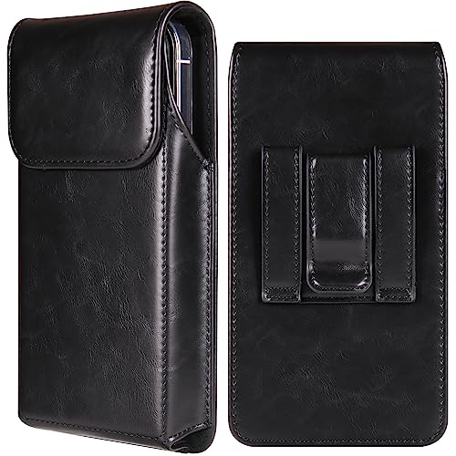 YQODSZ Klassisches Lederholster mit Gürtelschlaufe, Magnetverschluss, für Samsung Galaxy S24 Ultra/ S23 Ultra/ S22 Ultra/Google Pixel 8 Pro/Moto G Stylus 5G (2022) 18,3 cm (7,2 Zoll), Schwarz von YQODSZ