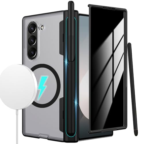 YQODSZ Fold6 Schutzhülle für Samsung Galaxy Z Fold 6, mit S-Stifthalter und Stylus, magnetische Schutzhülle mit Sichtschutz, Scharnierschutz, kompatibel mit Stiftschlitz, Abdeckung für Z Fold 6, von YQODSZ