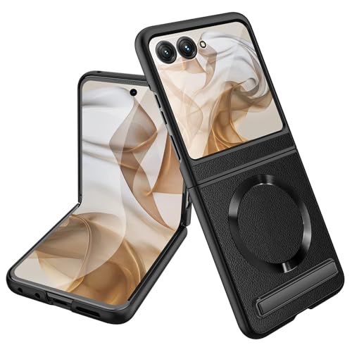 YQODSZ Schutzhülle für Motorola Razr 2024, magnetisch, mit Ständer, [kompatibel mit MagSafe] Premium-PU-Lederhülle mit Displayschutzfolie auf der Rückseite, Schutzhülle für Motorola Razr 2024/Razr 50, von YQODSZ