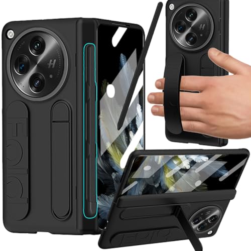YQODSZ Schutzhülle für OnePlus Open mit Handschlaufe, pastabler S-Stifthalter und Eingabestift, All-Inclusive-Handyhülle mit Ständer, Scharnierschutz, Displayschutzfolie, Armband für OnePlus Open von YQODSZ
