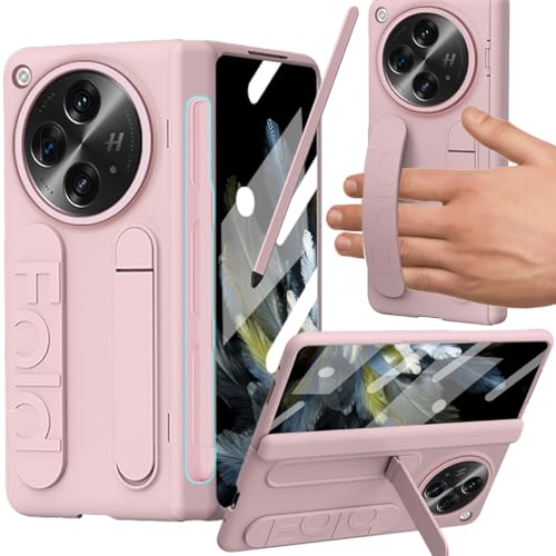 YQODSZ Schutzhülle für OnePlus Open mit Handschlaufe, pastabler S-Stifthalter und Eingabestift, All-Inclusive-Handyhülle mit Ständer, Scharnierschutz, Displayschutzfolie, Armband für OnePlus Open von YQODSZ