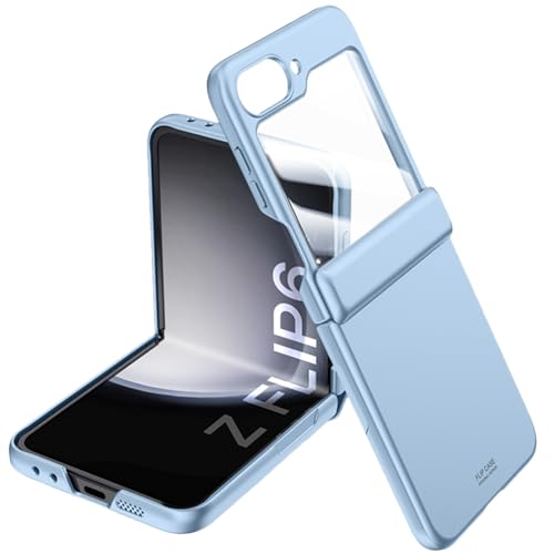 YQODSZ Schutzhülle für Samsung Galaxy Z Flip 6 mit Scharnierschutz, Z Flip 6 Slim Case Built in Rear Screen Protector Thin Hard PC Kratzfeste Schutzhülle für Z Flip 6 2024 Blau von YQODSZ