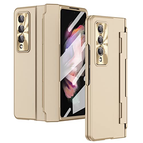 YQODSZ Schutzhülle für Samsung Galaxy Z Fold 3, flache Scharnierschutzabdeckung, Metall-Kameraobjektivschutz, Displayschutzfolie, matte harte PC-Rückseite, kabelloses Laden, kompatible Hülle für Z YQODSZ Schutzhülle für Samsung Galaxy Z Fold 3, flache Scharnierschutzabdeckung, Metall-Kameraobjektivschutz, Displayschutzfolie, matte harte PC-Rückseite, kabelloses Laden, kompatible Hülle für Z von YQODSZ