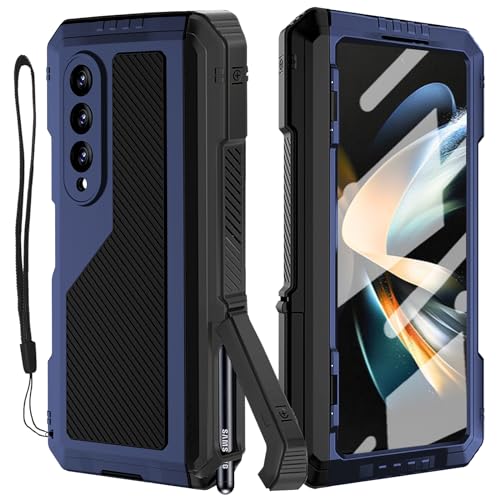 YQODSZ Metallhülle für Samsung Galaxy Z Fold 4, mit S-Stifthalter, militärische robuste, robuste Z Fold4-Hülle, eingebauter Displayschutz, Ganzkörper-Fallschutz, Ständer, Handyhülle für Z Fold 4, Blau YQODSZ Metallhülle für Samsung Galaxy Z Fold 4, mit S-Stifthalter, militärische robuste, robuste Z Fold4-Hülle, eingebauter Displayschutz, Ganzkörper-Fallschutz, Ständer, Handyhülle für Z Fold 4, Blau von YQODSZ