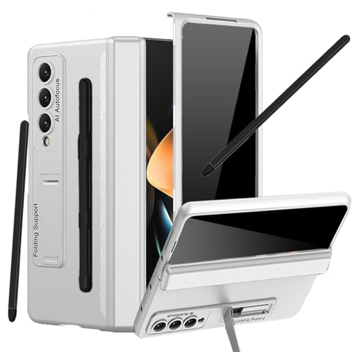 YQODSZ Schutzhülle für Samsung Galaxy Z Fold 4 5g, mit Sichtschutz, Z Fold 4, Anti-Spionage-Handyhülle mit Scharnierschutz, All-Inclusive-Ständer, Schutzhülle für Z Fold 4, Silber von YQODSZ
