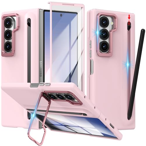 YQODSZ Schutzhülle für Samsung Galaxy Z Fold 4 mit S-Stifthalter und Stylus, [Kamerarahmen-Ständer] Stiftschlitz-Handyhülle mit Displayschutzfolie, matte Polycarbonat-Stoßstange, kratzfester Ständer von YQODSZ