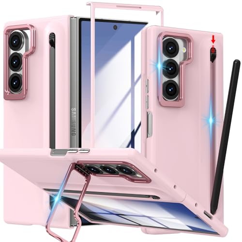 YQODSZ Schutzhülle für Samsung Galaxy Z Fold 4 mit S-Stifthalter und Stylus, [Kamerarahmen-Ständer] Stiftschlitz-Handyhülle mit Displayschutzfolie, matte Polycarbonat-Stoßstange, kratzfester Ständer von YQODSZ