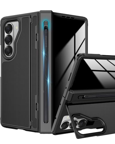 YQODSZ Schutzhülle für Samsung Galaxy Z Fold 6, mit S-Stifthalter, Fold6 Stiftschlitz-Hülle mit Sichtschutz, unsichtbarer Ständer, Scharnierschutz, harter Polycarbonat, Sichtschutz, für Z Fold 6 von YQODSZ