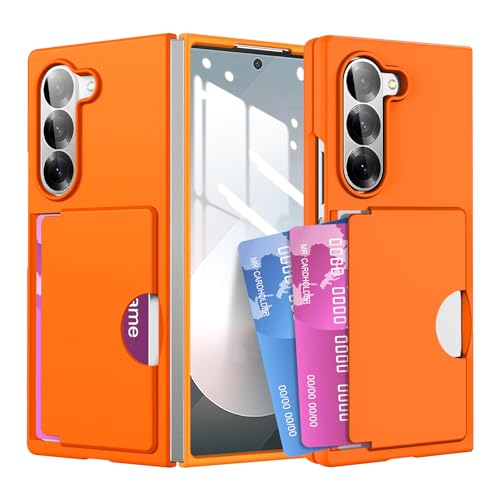 YQODSZ Schutzhülle für Samsung Galaxy Z Fold 6 mit Kartenhalter, Z Fold 6 Kartenschlitze, schlanke Hülle, Ständerfunktion, kratzfest, harte PC-Schutzhülle für Samsung Galaxy Z Fold 6, Orange YQODSZ Schutzhülle für Samsung Galaxy Z Fold 6 mit Kartenhalter, Z Fold 6 Kartenschlitze, schlanke Hülle, Ständerfunktion, kratzfest, harte PC-Schutzhülle für Samsung Galaxy Z Fold 6, Orange von YQODSZ