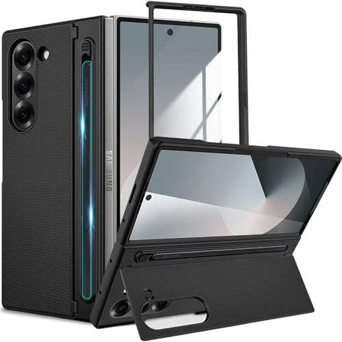 YQODSZ Schutzhülle für Samsung Galaxy Z Fold 6 mit S-Stifthalter, Fold6 Stiftschlitz Hülle mit Kickstand, Displayschutzfolie vorne, harter PC Bumper Stoßfest Kratzfest Schutzhülle für Z Fold 6 Schwarz YQODSZ Schutzhülle für Samsung Galaxy Z Fold 6 mit S-Stifthalter, Fold6 Stiftschlitz Hülle mit Kickstand, Displayschutzfolie vorne, harter PC Bumper Stoßfest Kratzfest Schutzhülle für Z Fold 6 Schwarz von YQODSZ