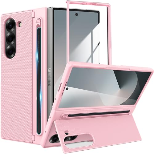 YQODSZ Schutzhülle für Samsung Galaxy Z Fold 6 mit S-Stifthalter, Fold6 Stiftschlitz Hülle mit Kickstand, Displayschutzfolie vorne, harter PC Bumper Stoßfest Kratzfest Schutzhülle für Z Fold 6 Rosa YQODSZ Schutzhülle für Samsung Galaxy Z Fold 6 mit S-Stifthalter, Fold6 Stiftschlitz Hülle mit Kickstand, Displayschutzfolie vorne, harter PC Bumper Stoßfest Kratzfest Schutzhülle für Z Fold 6 Rosa von YQODSZ