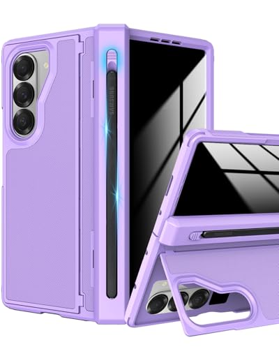 YQODSZ Schutzhülle für Samsung Galaxy Z Fold 6 mit S-Stifthalter, Fold6 Stiftschlitz-Hülle mit Sichtschutz, unsichtbarer Ständer, Scharnierschutz, harter Polycarbonat, Privatsphäre, Abdeckung für Z von YQODSZ