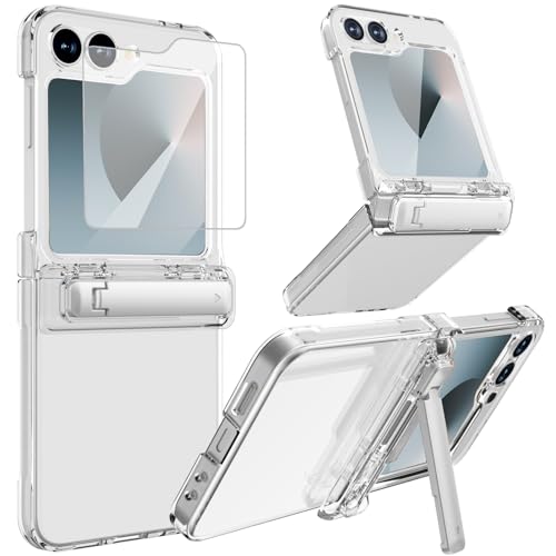 YQODSZ für Samsung Galaxy Z Flip 6 Hülle mit Kickstand, Z Flip 6 Hülle Crystal Clear Case Scharnierschutz Displayschutzfolie Kratzfest Ständer Transparent Schutzhülle Cover Case für Z Flip 6 Klar YQODSZ für Samsung Galaxy Z Flip 6 Hülle mit Kickstand, Z Flip 6 Hülle Crystal Clear Case Scharnierschutz Displayschutzfolie Kratzfest Ständer Transparent Schutzhülle Cover Case für Z Flip 6 Klar von YQODSZ