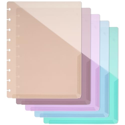 5 Stück Trennblätter, transparente Trennblätter, Kunststoff-Notizbuch-Trennblätter, Briefgröße, Discbound Planer, mehrfarbiger Indexordner für Ordner, Büro von YQQYG