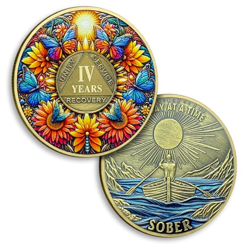 4 Jahre Nüchternheitsmünze Sonnenblume Vierjährige Nüchternheit Münzen Schmetterling AA Chips und Medaillon One Day at A Time AA NA Coin Recovery Jahrestag Token Nüchternheit Geschenke für Männer 4 Jahre Nüchternheitsmünze Sonnenblume Vierjährige Nüchternheit Münzen Schmetterling AA Chips und Medaillon One Day at A Time AA NA Coin Recovery Jahrestag Token Nüchternheit Geschenke für Männer von YRCKUDZKG