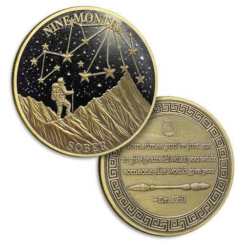 9 Monate Nüchternheitsmünze neun Monate nüchterne Münzen September AA Chips und Medaillon Alkoholiker Anonyme Chip Recovery Jahrestag Token Nüchternheit Geschenke für Frauen Männer 9 Monate Nüchternheitsmünze neun Monate nüchterne Münzen September AA Chips und Medaillon Alkoholiker Anonyme Chip Recovery Jahrestag Token Nüchternheit Geschenke für Frauen Männer von YRCKUDZKG