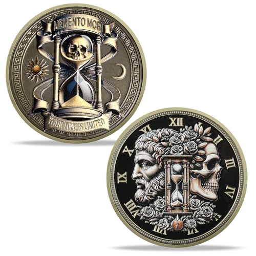 Totenkopf Sanduhr Momento Mori Münze Leben und Tod Totenkopf Münze 3D Schädel Stoic Cion Coole Silber Herausforderung Münzen EDC Medaillon Erinnerung Token Tägliche Stoische Geschenke für Männer Totenkopf Sanduhr Momento Mori Münze Leben und Tod Totenkopf Münze 3D Schädel Stoic Cion Coole Silber Herausforderung Münzen EDC Medaillon Erinnerung Token Tägliche Stoische Geschenke für Männer von YRCKUDZKG