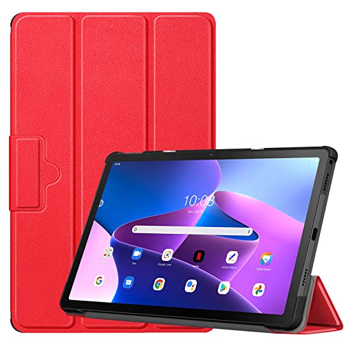 YRH für Lenovo Tab M10 Plus 3rd Gen Hülle 10,6 Zoll 2022, [Auto Wake/Sleep] Smart Ultra Slim Leather Stand Flip Cover für Lenovo M10 Plus (3. Gen) [TB125FU /TB128FU /TB128XU] (Rot) von YRH