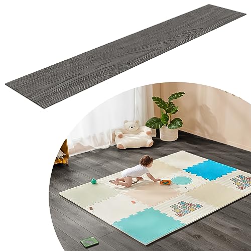 YRHome PVC Bodenbelag 5m² in Dunkelgrau Selbstklebende Fliesen Vinylboden klicksystem Holz-Effekt Vinyl Bodenbelag für Fußbodenheizung 36 Fliesen - 91,44cm x 15,24 cm x 2mm YRHome PVC Bodenbelag 5m² in Dunkelgrau Selbstklebende Fliesen Vinylboden klicksystem Holz-Effekt Vinyl Bodenbelag für Fußbodenheizung 36 Fliesen - 91,44cm x 15,24 cm x 2mm von YRHome