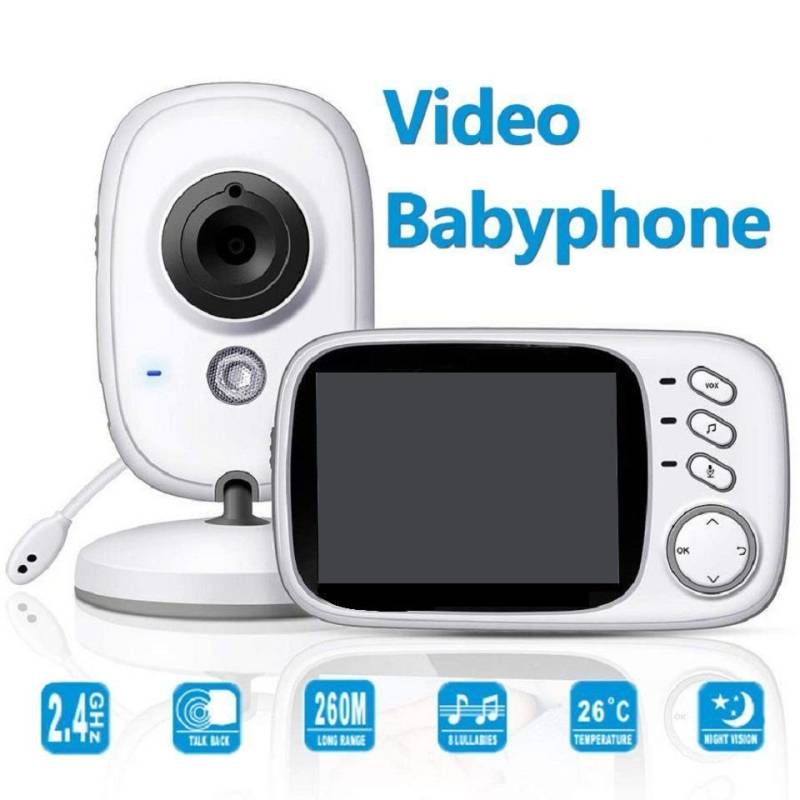 YRIIOMO Video-Babyphone Video Babyphone Babyphone mit Kamera, Infrarot Nachtsicht Extra, Großer 3.2 Zoll LCD Bildschirm, Temperaturanzeige, Schlaflieder, Zwei, Wege Audio, Gegensprechfunktion von YRIIOMO