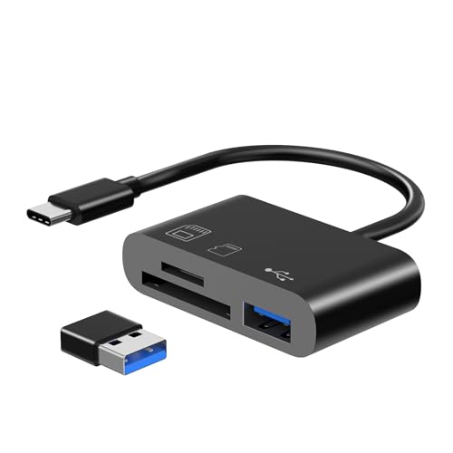 USB C SD Kartenleser, USB C zu SD/Micro SD/USB 2.0 Adapter, TF Speicher kartenleser kompatibel mit Typ C Geräten wie Samsung, MacBook, Laptop, Tablet, etc von YRIKE