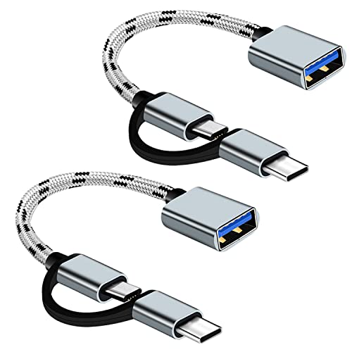 USB C auf USB 3.0 Adapter, 2 in 1 USB C/Micro auf USB Adapter(2 Stück), OTG Kabel Micro USB Kompatibel mit MacBook Pro, iPad Pro, Samsung Galaxy, etc.(Grau) von YRIKE