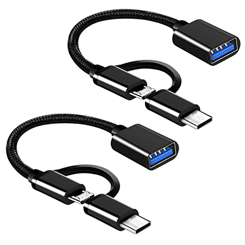 USB C auf USB 3.0 Adapter, 2 in 1 USB C/Micro auf USB Adapter(2 Stück), OTG Kabel Micro USB Kompatibel mit MacBook Pro, iPad Pro, Samsung Galaxy, etc. von YRIKE