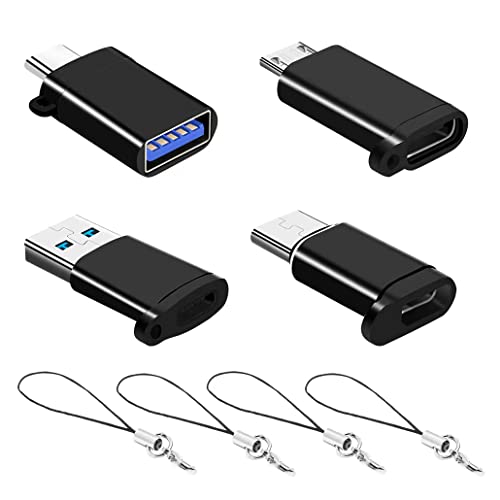 YRIKE USB C Adapter (4 Stück) USB C auf USB 3.0 Adapter, USB C Adapter auf Micro USB, USB OTG Adapter mit Lanyard, kompatibel mit MacBook, Handy, Typ C Geräten von YRIKE