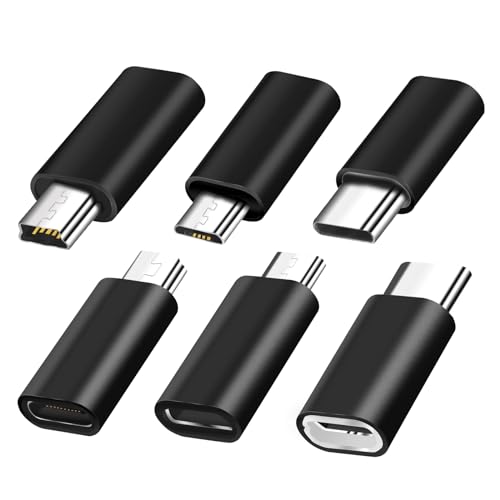 YRIKE USB C Adapter (6 Stück), USB C auf Mini USB Adapter,Micro USB auf USB C Adapter,Kompatibel mit Laptops, LG, Mobiltelefon usw von YRIKE