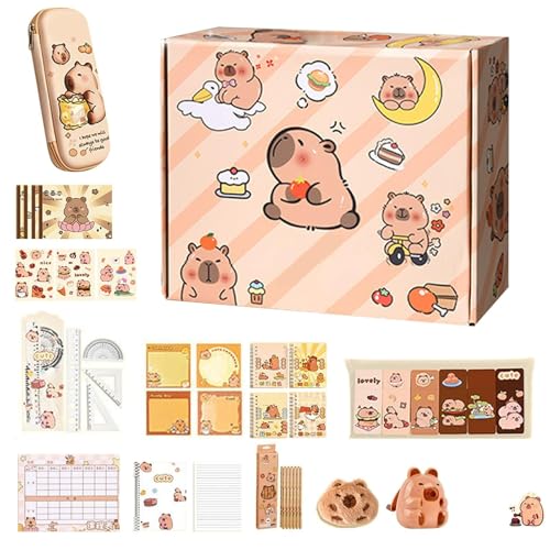YRTUOP Capybara Schreibwaren Set, Niedlichen Capybara Federmäppchen Cartoon Capybaras Federtaschen Mit Schulsachen Stiftetasche Für Junge Und Mädchen, 25x10x8cm YRTUOP Capybara Schreibwaren Set, Niedlichen Capybara Federmäppchen Cartoon Capybaras Federtaschen Mit Schulsachen Stiftetasche Für Junge Und Mädchen, 25x10x8cm von YRTUOP