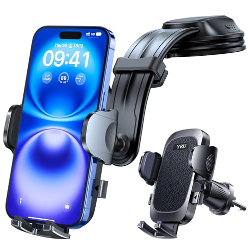 【2025 Neust & Stärkst】Handyhalterung Auto【Upgrade Biegbarer Aluminium Saugnapf】Handy Halterung Auto 360° Drehbar Auto Handyhalter Armaturenbrett Scheibe für iPhone 16 Pro Max 15 14 Samsung usw,Schwarz von YRU