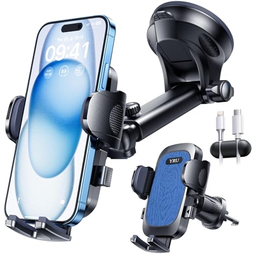 [2025 Militär-Klasse] Handyhalterung Auto Handy Halterung Auto [Stärkst Saugnapf & Clip] Universal Auto Handyhalterung Armaturenbrett Scheibe Lüftung für iPhone 16 Pro 15 Samsung S25 ultra Hellblau von YRU