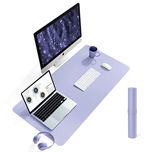 YSAGi Schreibtischunterlage, Mauspad mit Leder und Rutchfeste Wildleder, Multifunktionales Office Mousepad Laptop Schreibunterlage, Tisch-Schutz Unterlage für Büro/Home-Office (Lavendel, 90x43cm) von YSAGi