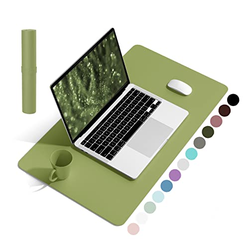 YSAGi Schreibtischunterlage, Mauspad mit Leder und Rutschfestem Wildleder, Multifunktionales Office Mousepad Laptop Schreibunterlage, Tisch-Schutz Unterlage für Büro/Home-Office (Grasgrün, 60x35cm) von YSAGi