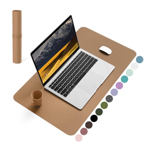 YSAGi Schreibtischunterlage, Mauspad mit Leder und Rutschfestem Wildleder, Multifunktionales Office Mousepad Laptop Schreibunterlage, Tisch-Schutz Unterlage für Büro/Home-Office (Khaki, 60x35cm) von YSAGi