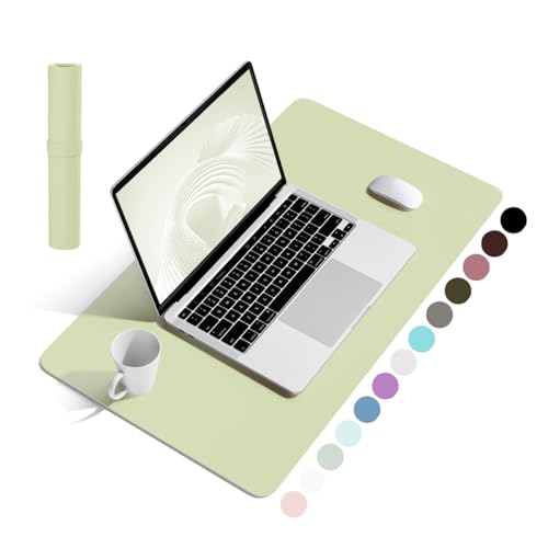 YSAGi Schreibtischunterlage, Mauspad mit Leder und Rutschfestem Wildleder, Multifunktionales Office Mousepad Laptop Schreibunterlage, Tischunterlage für Büro/Home-Office (Matcha, 60x35cm) von YSAGi