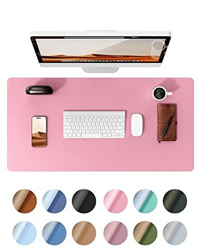 YSAGi Schreibtischunterlage 60x35cm, Premium Leder Mauspad XXL, Rutschfeste Tischunterlage Schreibunterlage, Multifunktionales Office Mousepad Schreibtisch Zubehör für Büro & Homeoffice (Pink) von YSAGi